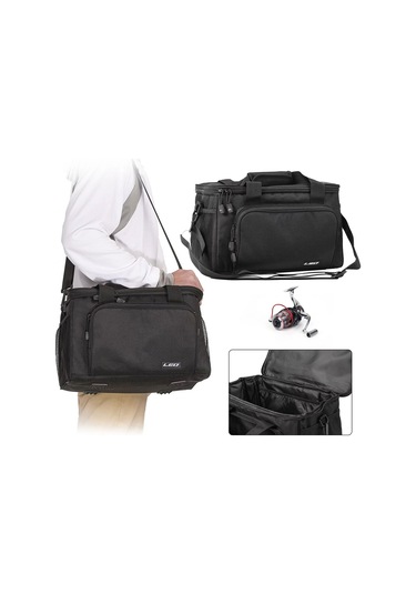Xindoker Siyah 600d Kumaş Olta Çantası, Olta Makinaları Ve Takımlarını Taşımak İçin Dış Mekan斜挎 Çanta