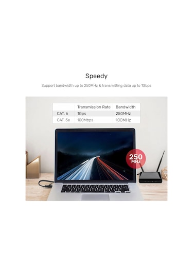 Unıtek Cat6 Patch Kablo 1mt Flat 1gbps, Siyah C1809gbk