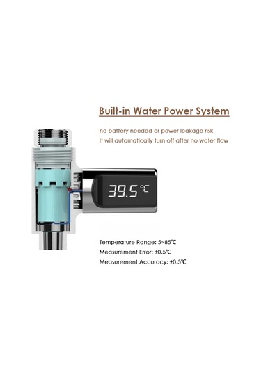 Geekyou Bebek Ve Yaşlılar İçin Su Basıncı İle Çalışan Led Ekranlı Dijital Duş Su Sıcaklığı Ölçer Diğer