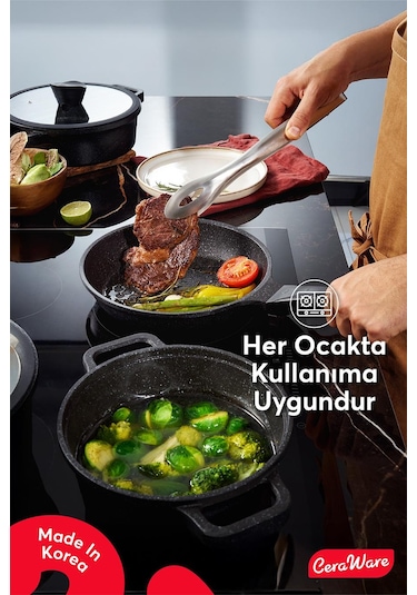 Ceraware Vetta 10 Parça Megastone Kaplama Yapışmaz Tencere Tava Seti