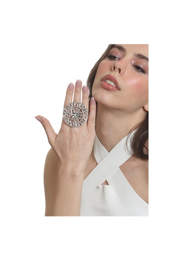 Labalaba Kadın Antik Gümüş Kaplama Ayarlanabilir Örümcek Ağı Figürlü Yüzük Gümüş