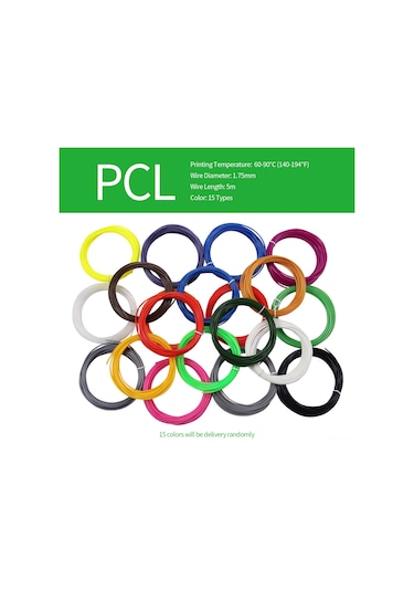 Konesam 15 Renk Pcl 3d Yazıcı Kalemi Filamenti, 1.75mm Dairesel Kesit, 5m X15 Rol Toplam 75m , Çevre Dost, Kutulu Paket