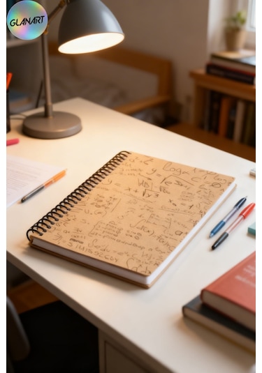Spiralli 100 Yaprak Çizgili Orta Boy Sert Kapak Defter Kraft Kağıt 16x23 Cm