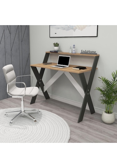 X Ayaklı Ders Çalışma Masası Bilgisayar Masası 50x90 Cm Çam & Gri