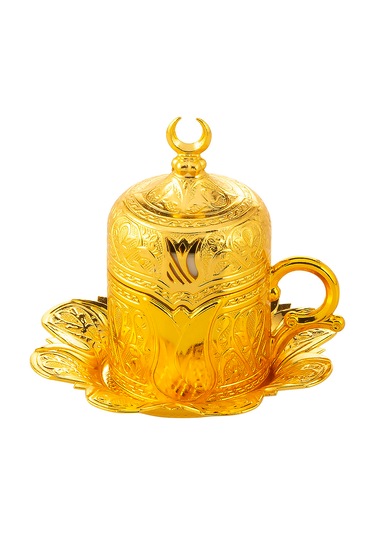 Lalezar 6 Kişilik 24 Parça Altın Renkli Türk Kahvesi Fincan Seti