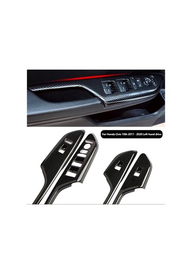 Honda Civic Fc5 Fk7 2017 - 2020 İç Kapı Kol Dayama Cam Düğme Karbon Fiber 2 Adet Ön Taraf 2 Adet Ar
