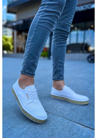 Pabucmarketi Bağcıklı Erkek Günlük Ayakkabı Beyaz Çok Renkli