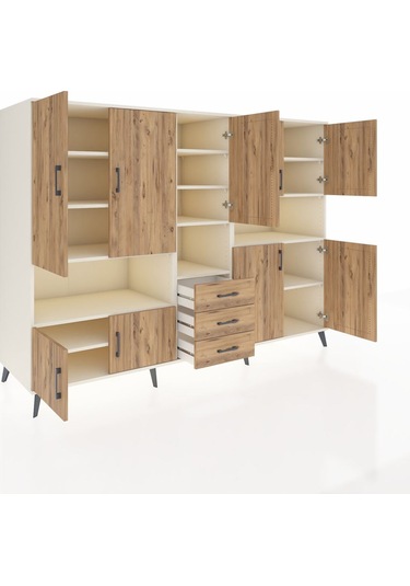 Kronos Dolap 13 Raflı 3 Çekmeceli 9 Kapaklı 220x59x163 Aytaşı-çam Aytaşı-çam