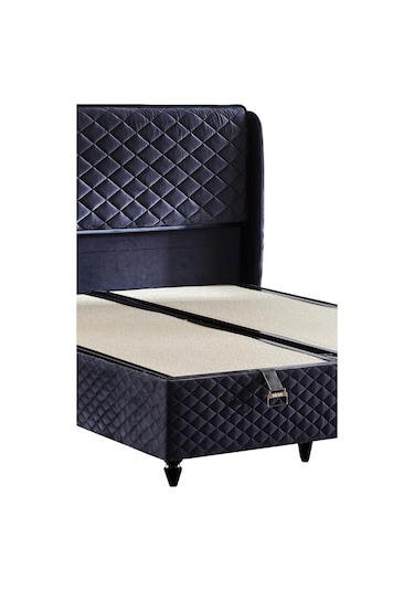 Baklava Lüks Yatak Baza Ve Başlık Seti 180x200 Cm Çift Kişilik Çok Sert Yatak Antrasit Baza Başlık