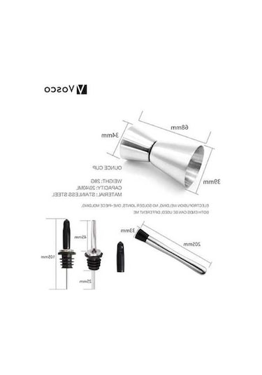 Fastbuy Kokteyl Shaker Seti 7 Parça, Modern Tasarım, Metal Renk, Bar İçin Kullanılır, Şık Ve Pratik