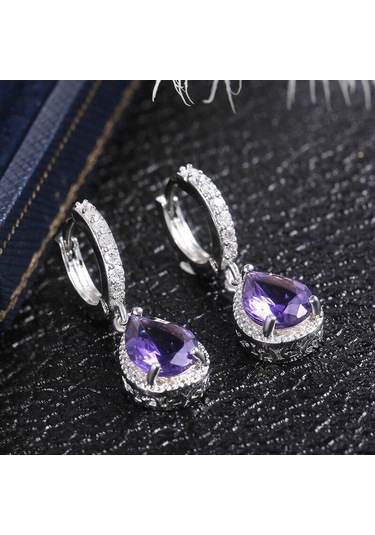 Lindon Kadın Zirkon Su Damlası Şekilli Küpe