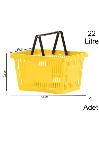 22 Litre Plastik Market Alışveriş El Sepeti Sarı 1 Adet / En:30 Boy:43 Yükseklik:22 Cm Sarı
