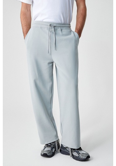 GRIMELANGE Faust Erkek Dik Yaka Oversize Uzun Kol Fermuarlı Beli Lastikli Gri Eşofman Takımı Gri