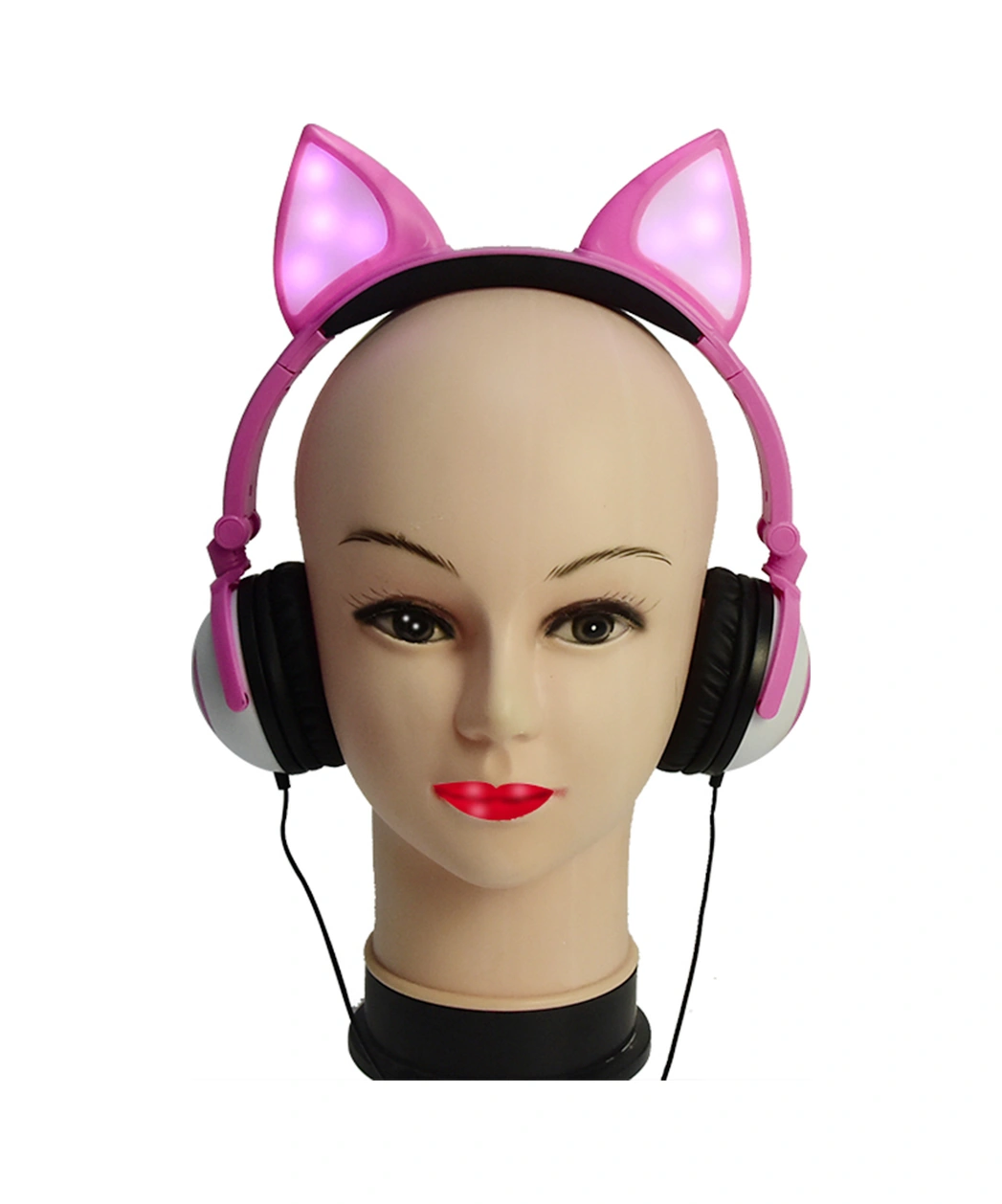 Moveevo Lx-x109 Pembe Tilki Kulaklı Kablolu Kulaklık, Işıklı Fonksiyon, 3.5mm Bağlantı, Ayarlanabilir Ve Katlanabilir, Cep Telefonu, Tablet, Bilgisayar Uyumlu Diğer