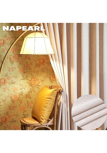 Açık Haki 1 Adet Napearl Düz Renk Taklit Keten Pencere Tül Oturma Odası Perdesi Sırf Perde Mutfak Kapı Yatak Odası Perdesi W100cm X L130cm