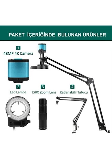 Monozone 150x Lens Endüstriyel Mikroskop Katlanabilir Tutucu