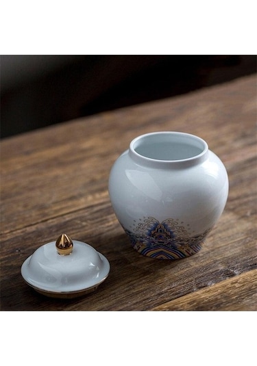 Pazly Seramik Emaye Çay Caddy, Büyük Çay Paketleme Kutusu, Mühürlü Şeker Kavanozu, Porselen Gıda Kabı, Model H Diğer