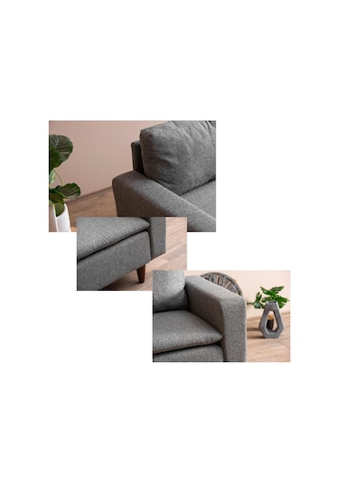 Lungo Modüler Koltuk Takımı Keten Açık Gri Açık Gri