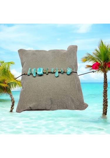 Doğal Taş Bileklik Turkuaz Taşı Bileklik Ayarlanabilir İpli Turquoıse Taş Kristalize Kırık Taş Şifalı Bileklik Mavi