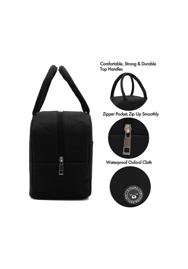 Lichen Termal Yalıtımlı Öğle Yemeği Çantası Taşınabilir Isı Siyah