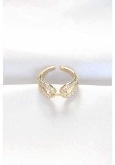 Zirkon Taşlı Gold Renk Ayarlanabilir Yüzük - Tj-byk3109 Gold