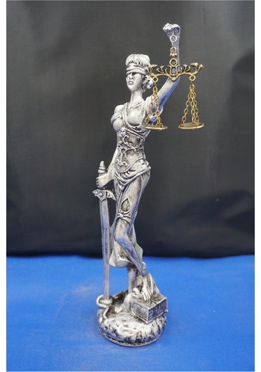 Themis Adalet Tanrıçası Heykeli 32 Cm Avukatlar İçin Dekoratif Biblo, Ev & Ofis Aksesuarı Gümüş