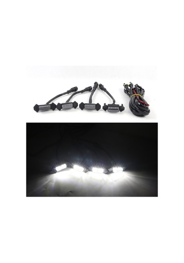 Padalink Araba Grili Led Işıkları - 12v Beyaz Işık, Füme Kapaklı, Dayanıklı Abs Malzeme, Kolay Kurulum, 4 Adet Işık + Kablolar + Sigorta