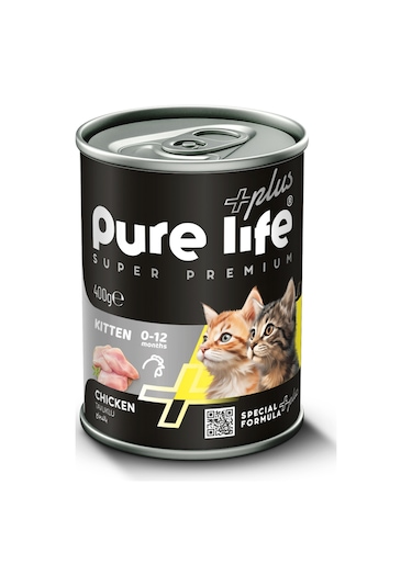 Purelife Plus Tavuk Etli Yavru Kedi Konserve Mama 400gr