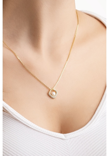 So Chic İnci Zarafeti 18 Ayar Sarı Altın Kaplama Gümüş Seti Sarı