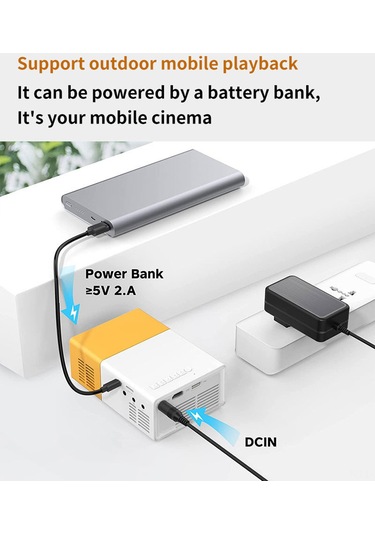 Geeroyoo Küçük Taşınabilir Led Projeksiyon Cihazı - Ev Ve Dış Mekan İçin 400-600 Lümens, 60 İnç Ekran, Manuel Odaklama, Siyah-beyaz Avrupa Standartı