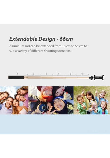 Reedark Huawei Af11 Mavi Selfie Çubuğu - 270 Ayarlanabilir Kafa, Cnc Alüminyum Çubuk, 18-66cm Uzunluk, 3.5mm Jack Uyumlu