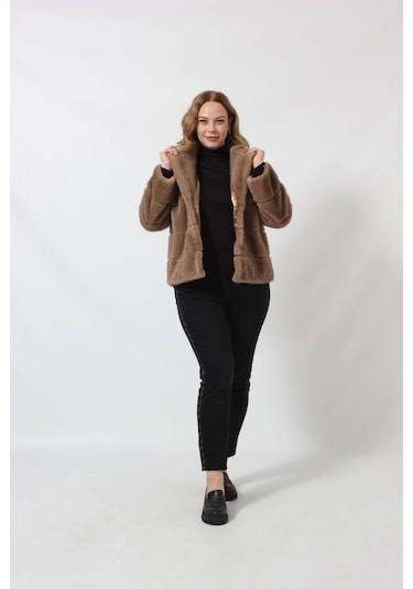 Moda Berray 3260 Vizon Suni Kürk Kısa Kaban Vizon