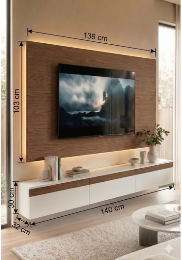 Pure Line Ceviz Tv Ünitesi Beyaz