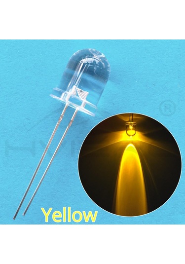 Sarı 50x 10mm Yuvarlak Üst Ultra Yayan Diyotlar Led Sarı Uv Pembe Turuncu Işık Diyot Lamba Ampulü