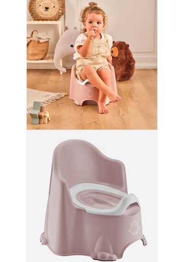Flosoft Lazımlık, Kaydırmaz Tabanlı Kapaklı Taşınabilir Çocuk Bebek Tuvalet Eğitimi Oturağı Pembe