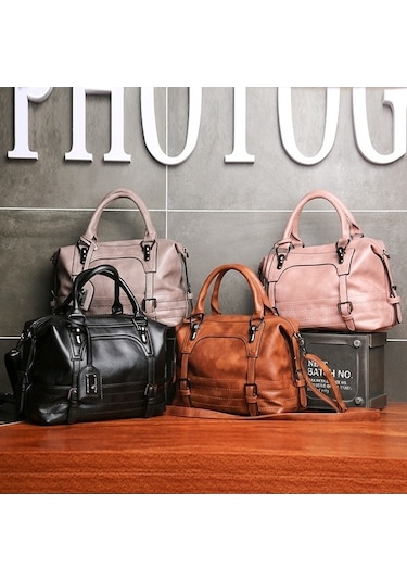 Wondernest Bayanlar Gündelik Çanta Yumuşak Yüzlü Düz Renk Tek Omuz Çapraz Büyük Çanta Siyah Av Siyah