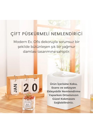 Polham 3 Litre Ultrasonik Hava Nemlendirici, Buhar Makinası Sprey, Koku Eklenebilir Çift Püskürtmeli Nemlendirici