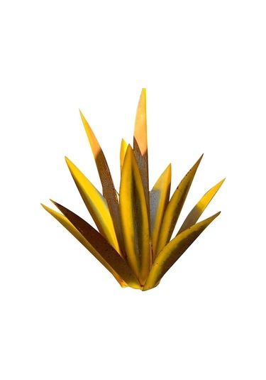 Yüksek Kaliteli Demir Malzemeden Yapılmış 35 Cm Sarı Bahçe Dekorasyonu - Aloe Vera Bitki Süsü