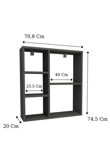 Reyo Enda Home Myra09 5 Bölmeli Modern Duvar Rafı, Mutfak Rafı Antrasit Antrasit