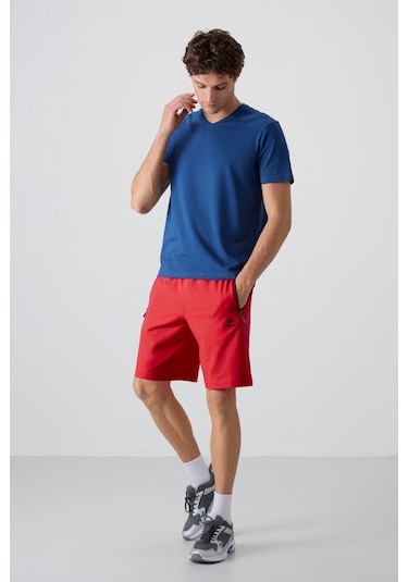 Tommylife Tommy Life Kırmızı Gizli Fermuar Arka Cepli Bağcıklı Standart Kalıp Erkek Şort - 81136 Kırmızı