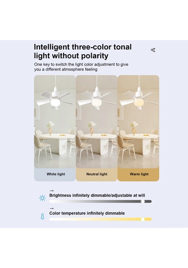 Geeksen Uzaktan Kumandalı 3 Renkli Aydınlatmalı E27 Fan Lamba - 30w Dimmable Diğer