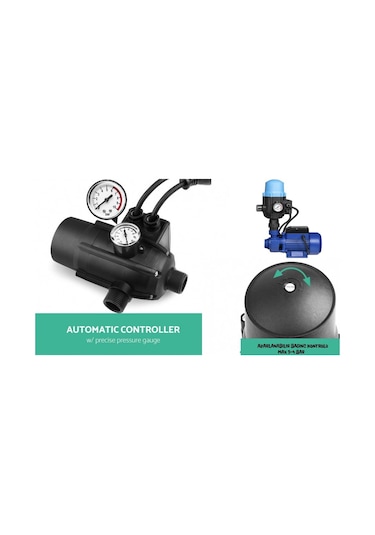 Metal Dişli Sistem Paket Hidrofor Otomatik Su Pompası + Rakor Tak