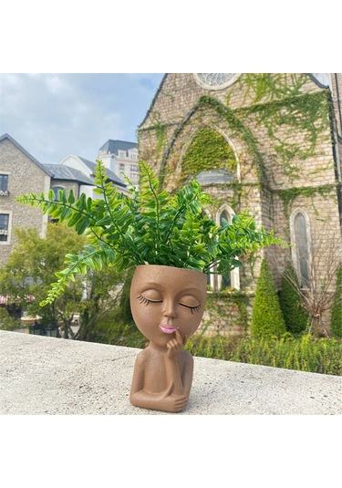 Sevimli Baş Saksı/yüz Saksı, İç Mekan Bitkileri İçin, Kız Yüz Saksı Sevimli Bayan Baş Saksı, Kahverengi