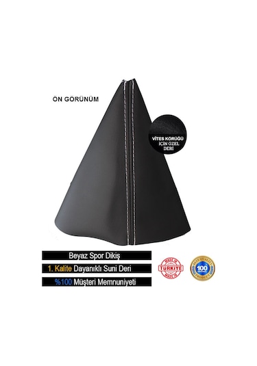 Audi A3 Siyah Deri Özel Tasarım Beyaz Spor Dikiş Vites Körüğü