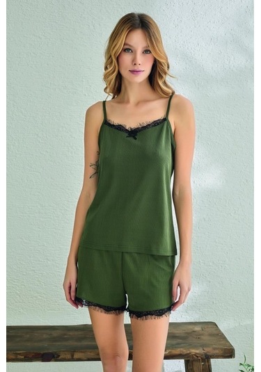 Estiva Kadın Ip Askılı Şortlu Likra Viskon Yazlık Pijama Takımı 001