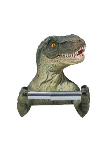Dinozor Duvara Monte Tuvalet Kağıdı Tutucu Paslanmaz Çelik Doku Tutucu Banyo Kağıt Rulo Raf Duvara Montaj Banyo Ürün Kağıt Tutucular Yeşil 22 x 13.6 x 11.2 CM