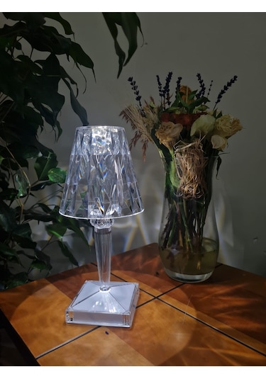 Kristal Şarjlı Led Masa Lambası ve Abajur Fl-8074