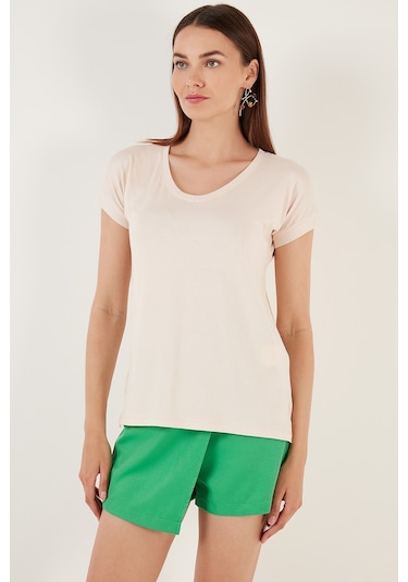 Lela V Yaka Rahat Kesim Yırtmaçlı Bayan Bluz 5862000 Taş