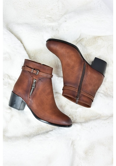 Fox Shoes Taba Kalın Topuklu Kadın Bot L674155209