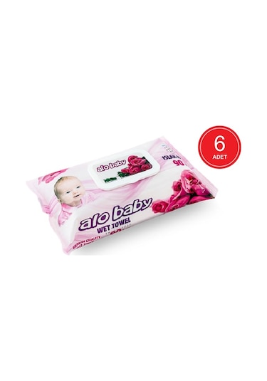 Alo Baby Gül Kokulu Islak Havlu 6 X 90'Lı